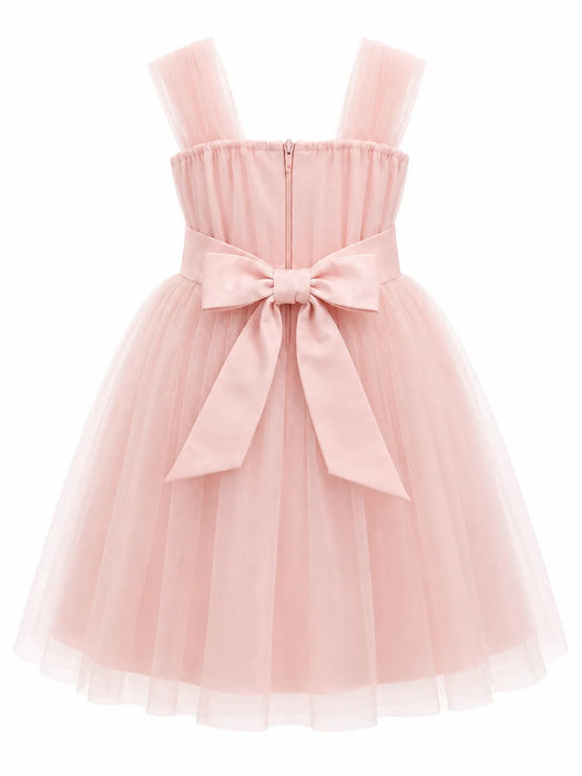 Elegant Baby Girls and Kids Tulle Dress with Flower Detail – Elegant Flower Girl Dress for Wedding & Baptism (3m to 12Y)