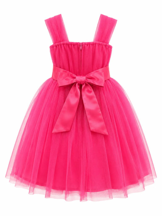 Elegant Baby Girls and Kids Tulle Dress with Flower Detail – Elegant Flower Girl Dress for Wedding & Baptism (3m to 12Y)