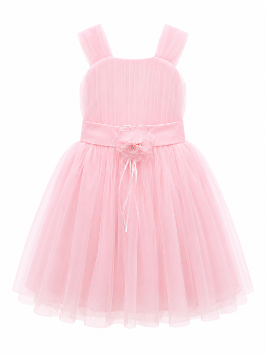 Elegant Baby Girls and Kids Tulle Dress with Flower Detail – Elegant Flower Girl Dress for Wedding & Baptism (3m to 12Y)