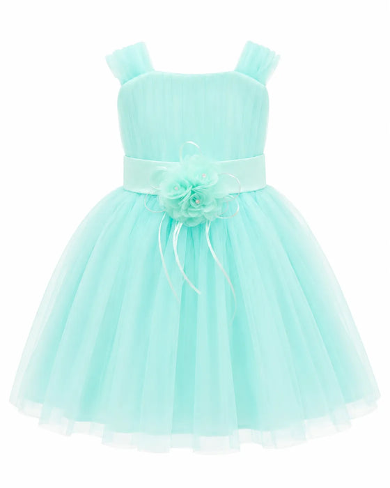 Elegant Baby Girls and Kids Tulle Dress with Flower Detail – Elegant Flower Girl Dress for Wedding & Baptism (3m to 12Y)