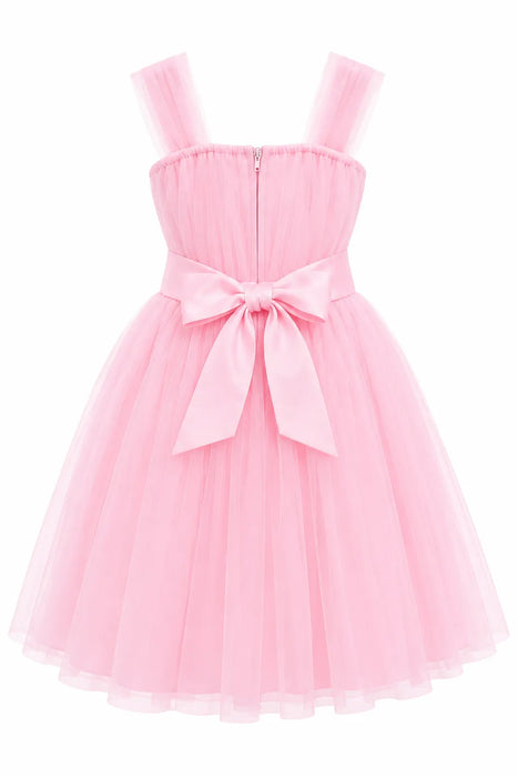 Elegant Baby Girls and Kids Tulle Dress with Flower Detail – Elegant Flower Girl Dress for Wedding & Baptism (3m to 12Y)