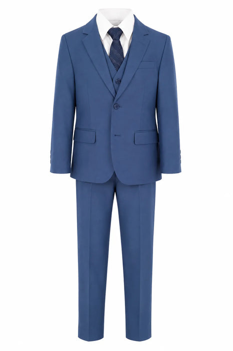 Ensemble de costume de cérémonie 5 pièces bleu pour garçons Fancy Kids® – Tailles 2-22