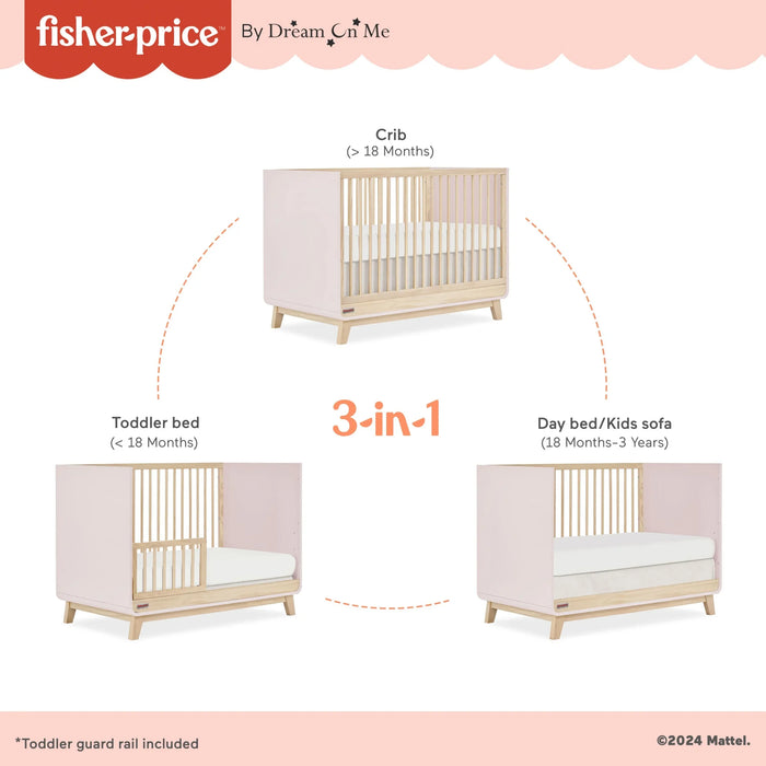 Fisher Price® - Fisher Price Siesta 3-in-1 Convertible Crib (Guard rail included)