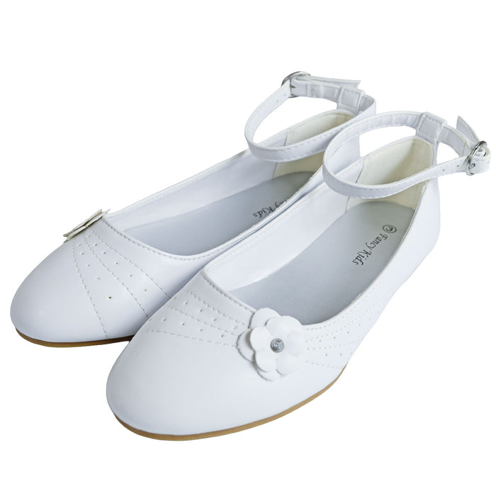 Formal Kids Wear White Dress Shoes for Kids with Ankle Strap