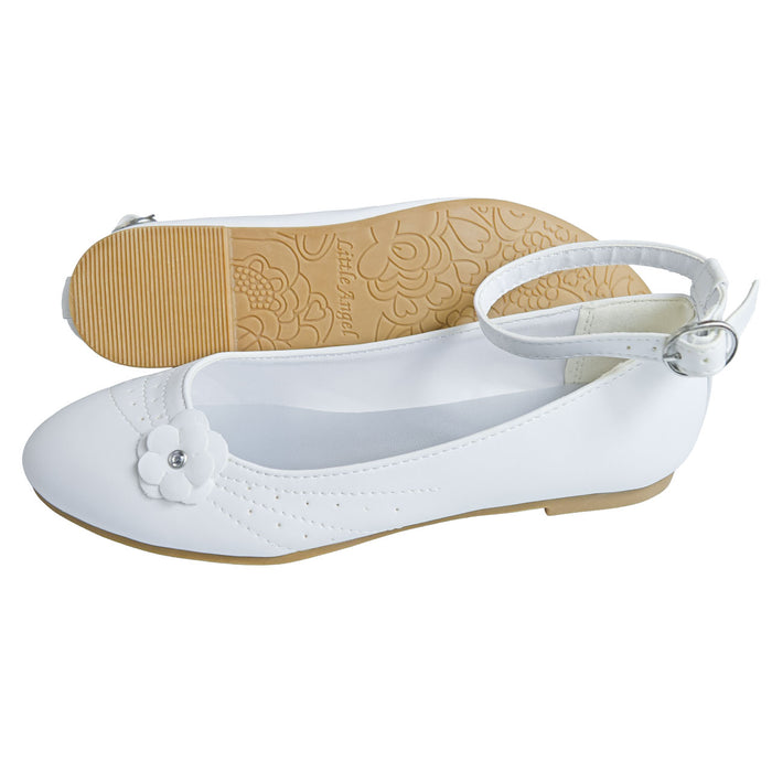 Formal Kids Wear White Dress Shoes for Kids with Ankle Strap