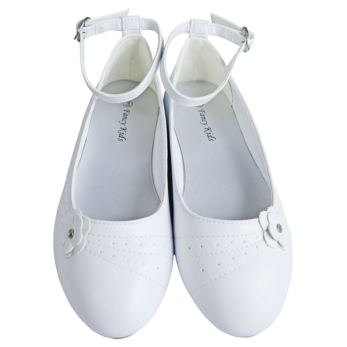 Formal Kids Wear White Dress Shoes for Kids with Ankle Strap