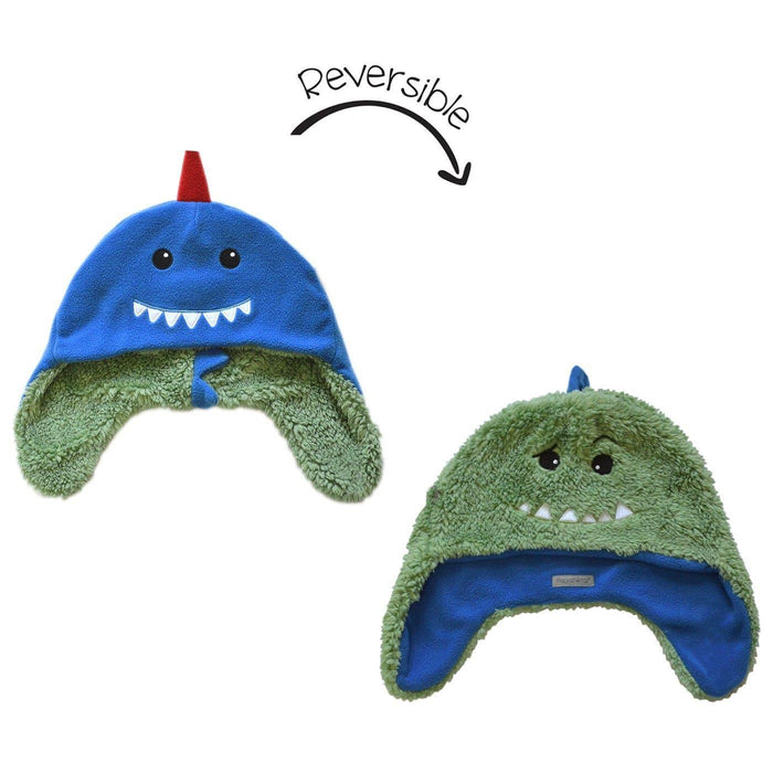 Flapjack Kids - Flapjack Kids Reversible Sherpa Hat - Dino/Shark