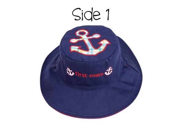 Flapjack Kids - FlapJack Kids UPF50+ Reversible Sun Hat - Anchor / Sailboat