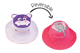 Flapjack Kids - FlapJack Kids UPF50+ Reversible Sun Hat - Hippo / Elephant