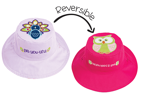 Flapjack Kids - FlapJack Kids UPF50+ Reversible Sun Hat - Peacock / Owl