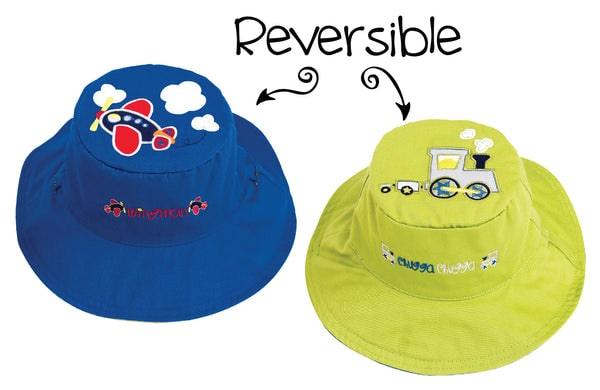 Flapjack Kids - FlapJack Kids UPF50+ Reversible Sun Hat - Plane / Train