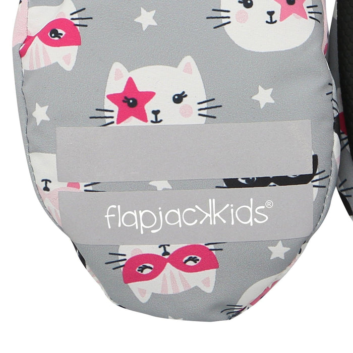 Flapjack Kids - Flapjack Kids Water Repellent Ski Mittens Cat Grey