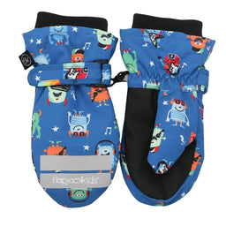 Flapjack Kids - FlapJack Kids Water Repellent Ski Mittens - Monsters Blue