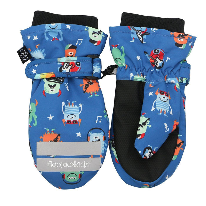 Flapjack Kids - FlapJack Kids Water Repellent Ski Mittens - Monsters Blue