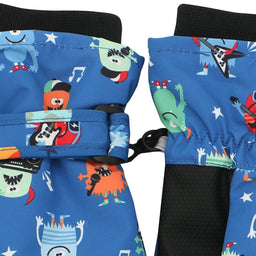 Flapjack Kids - FlapJack Kids Water Repellent Ski Mittens - Monsters Blue