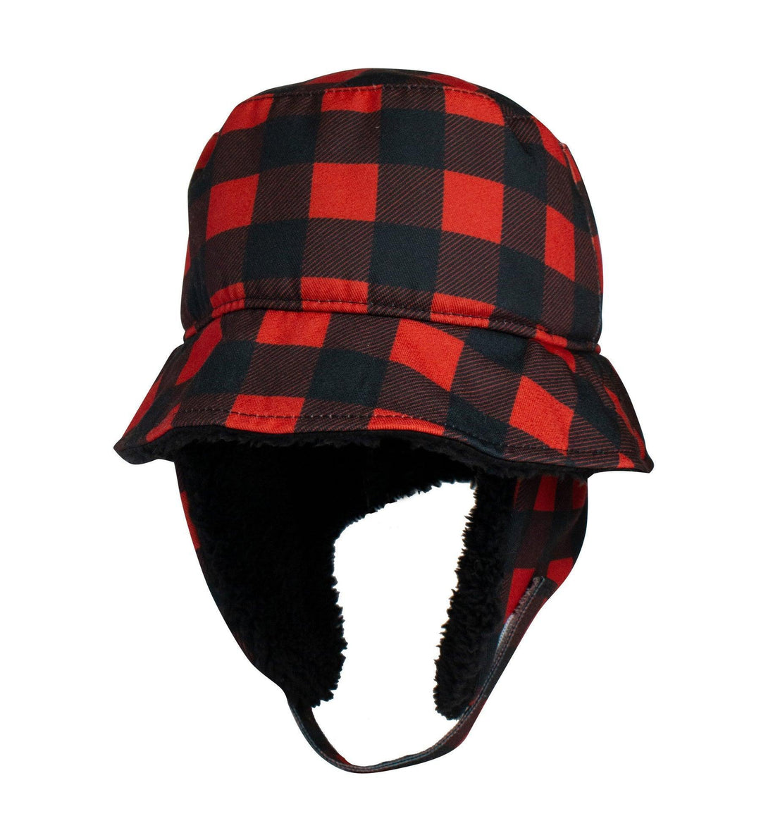 Flapjack Kids - Flapjack Kids Winter Bucket Hat Red Buffalo Check
