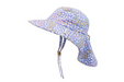Flapjack Kids UPF50 sun hat in purple floral print displayed on a white background.