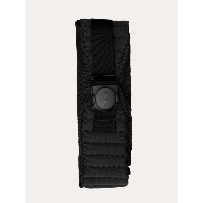 Flybaby 3D baby carrier folded with visible black buckle and strap against a plain background.