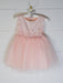 Formal Kids Wear - Adorable Baby Tulle Dress with Pearl Neckline, Lace Waistband & Back Bow (Ages 0-24M)