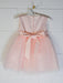 Formal Kids Wear - Adorable Baby Tulle Dress with Pearl Neckline, Lace Waistband & Back Bow (Ages 0-24M)