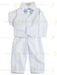 Formal Kids Wear - Adorable Boys Baptism Suit Set – White or Ivory with Suspenders & Bow Tie (Blue, Brown, White, Polka Dot) - Sizes from 0m to 30m