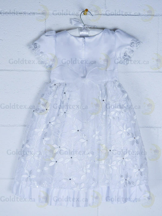 Formal Kids Wear - Adorable Flower Girl Party Dress with Lace, Bow, and Tea-Length Style (Sizes 2-6 & Baby S-XL)
