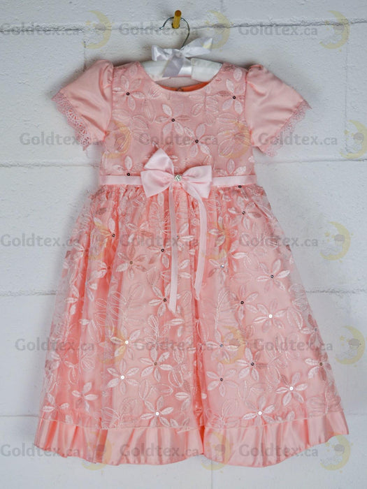 Formal Kids Wear - Adorable Flower Girl Party Dress with Lace, Bow, and Tea-Length Style (Sizes 2-6 & Baby S-XL)
