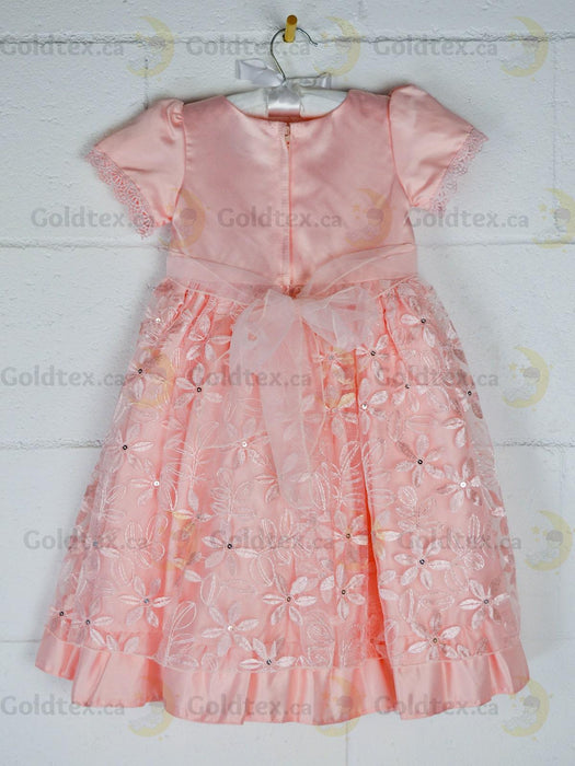 Formal Kids Wear - Adorable Flower Girl Party Dress with Lace, Bow, and Tea-Length Style (Sizes 2-6 & Baby S-XL)