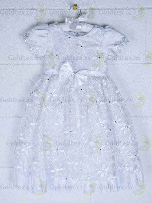 Formal Kids Wear - Adorable Flower Girl Party Dress with Lace, Bow, and Tea-Length Style (Sizes 2-6 & Baby S-XL)