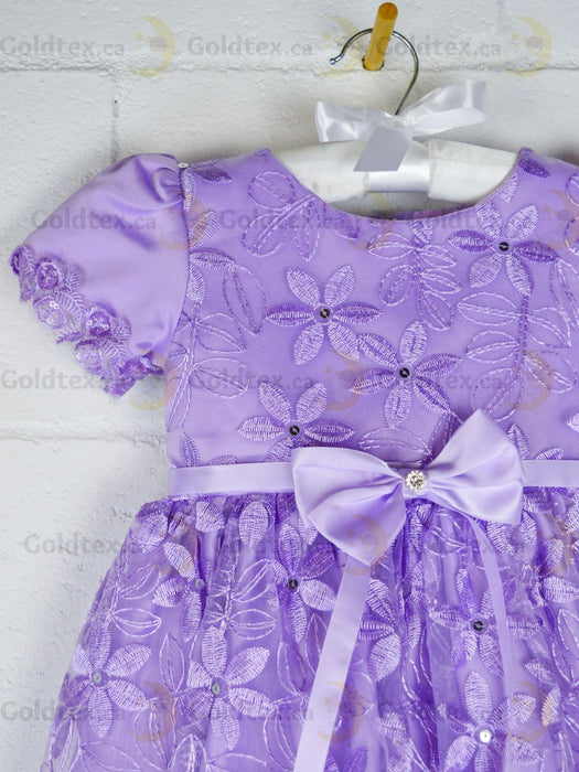 Formal Kids Wear - Adorable Flower Girl Party Dress with Lace, Bow, and Tea-Length Style (Sizes 2-6 & Baby S-XL)