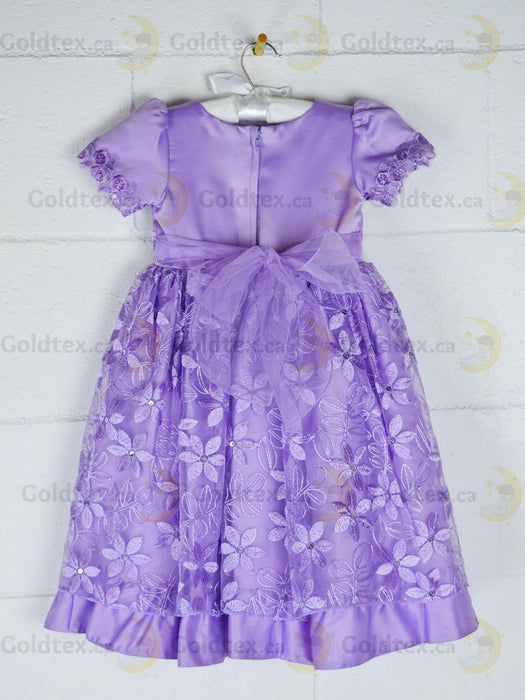 Formal Kids Wear - Adorable Flower Girl Party Dress with Lace, Bow, and Tea-Length Style (Sizes 2-6 & Baby S-XL)