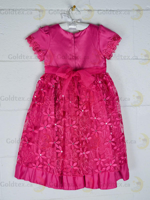 Formal Kids Wear - Adorable Flower Girl Party Dress with Lace, Bow, and Tea-Length Style (Sizes 2-6 & Baby S-XL)