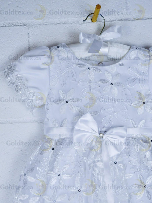 Formal Kids Wear - Adorable Flower Girl Party Dress with Lace, Bow, and Tea-Length Style (Sizes 2-6 & Baby S-XL)