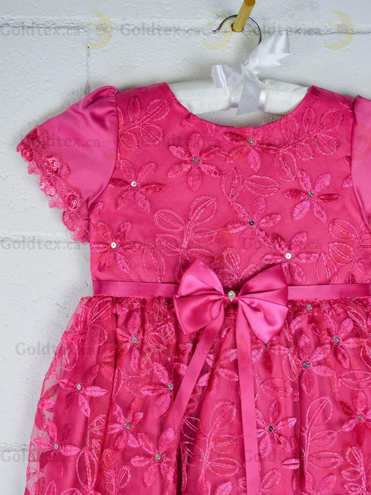 Formal Kids Wear - Adorable Flower Girl Party Dress with Lace, Bow, and Tea-Length Style (Sizes 2-6 & Baby S-XL)