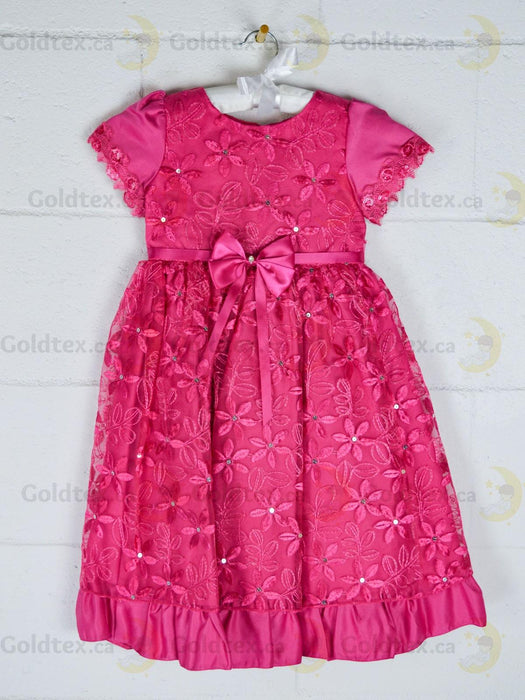 Formal Kids Wear - Adorable Flower Girl Party Dress with Lace, Bow, and Tea-Length Style (Sizes 2-6 & Baby S-XL)