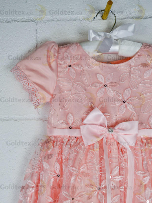 Formal Kids Wear - Adorable Flower Girl Party Dress with Lace, Bow, and Tea-Length Style (Sizes 2-6 & Baby S-XL)