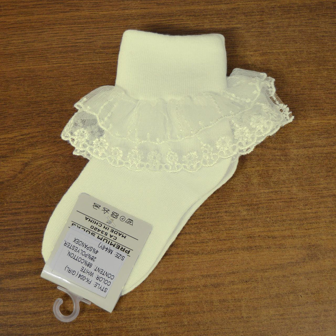 Formal Kids Wear - Adorable Girls Soft and Stylish Lace Ruffle Socks – (Ages 1 to 14)