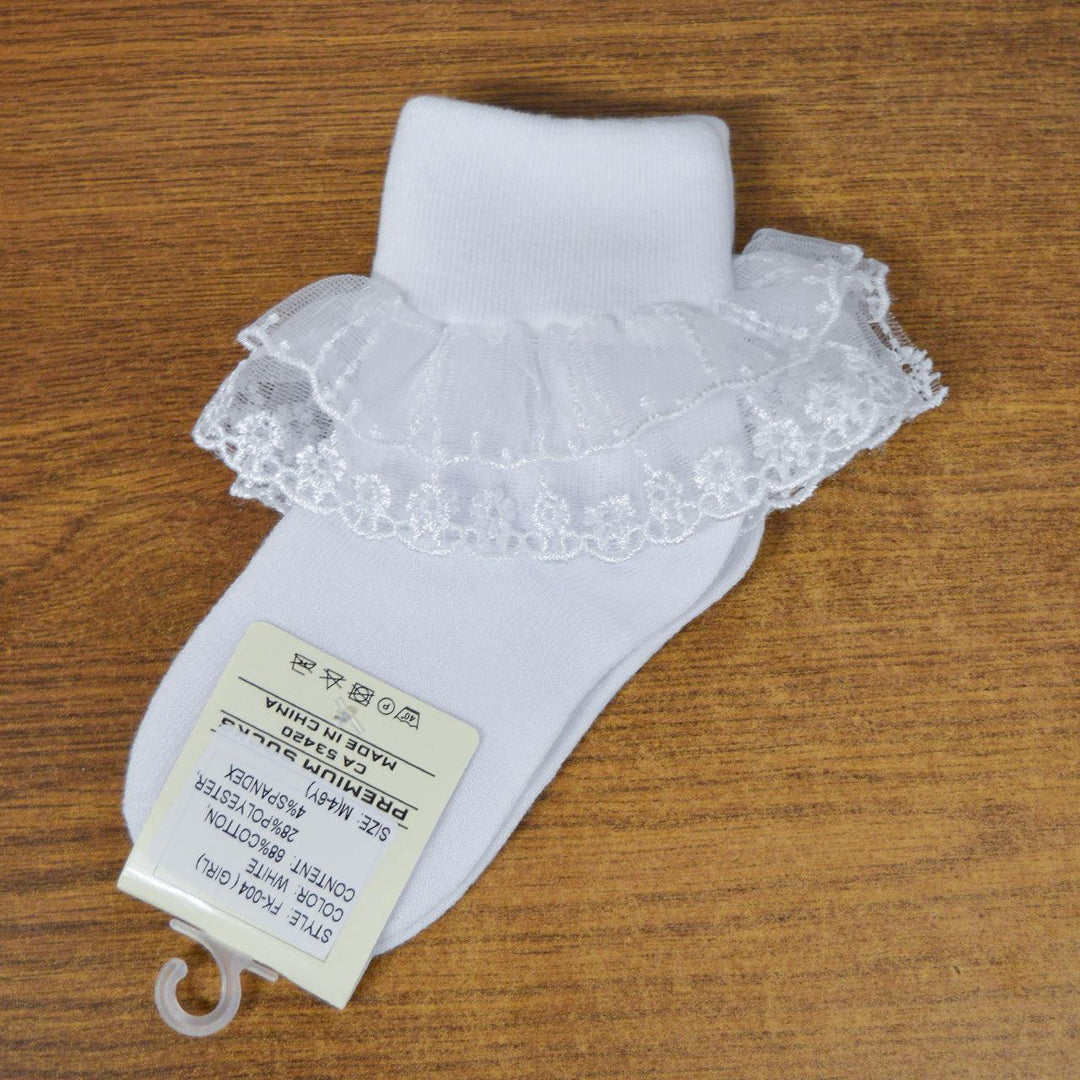 Formal Kids Wear - Adorable Girls Soft and Stylish Lace Ruffle Socks – (Ages 1 to 14)