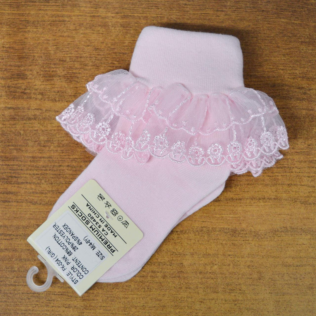 Formal Kids Wear - Adorable Girls Soft and Stylish Lace Ruffle Socks – (Ages 1 to 14)