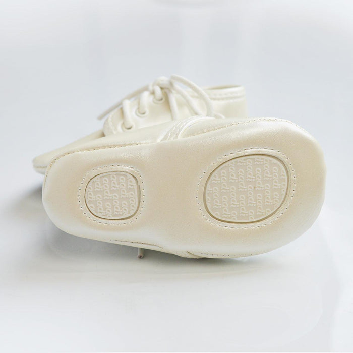 Formal Kids Wear - Baby Boys Baptism Shoes - Classic Lace-Up Design in Ivory or White - (Baby Sizes 0 to 8)