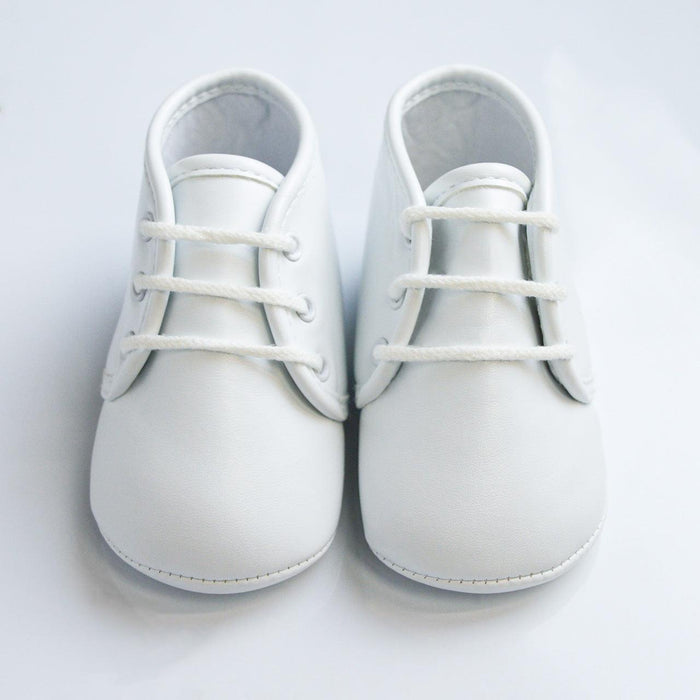 Formal Kids Wear - Baby Boys Baptism Shoes - Classic Lace-Up Design in Ivory or White - (Baby Sizes 0 to 8)
