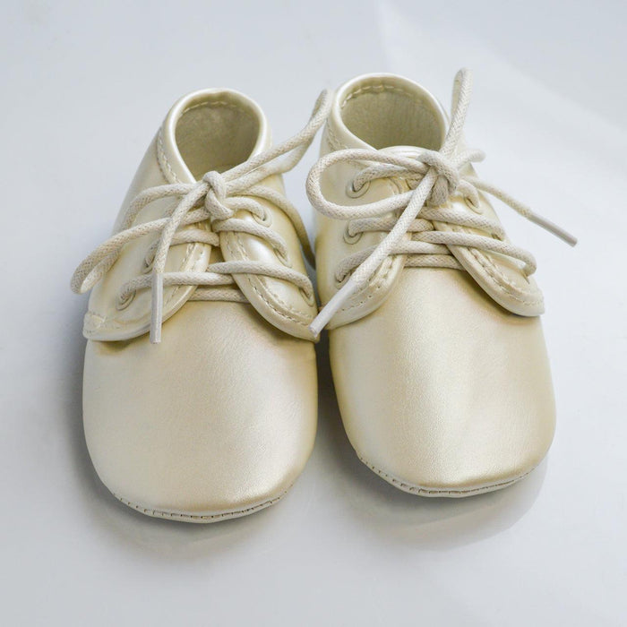 Formal Kids Wear - Baby Boys Baptism Shoes - Classic Lace-Up Design in Ivory or White - (Baby Sizes 0 to 8)