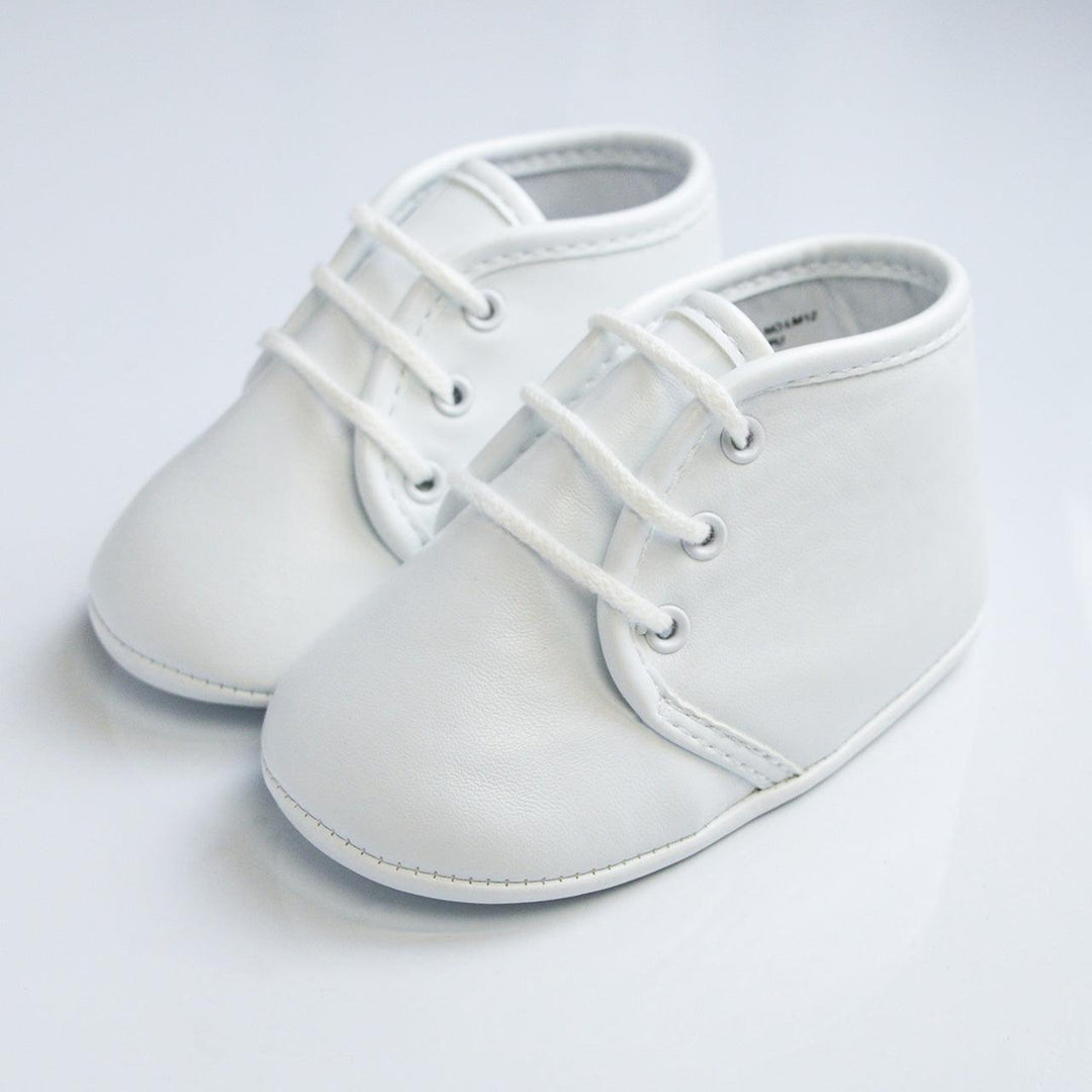 Formal Kids Wear - Baby Boys Baptism Shoes - Classic Lace-Up Design in Ivory or White - (Baby Sizes 0 to 8)