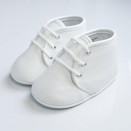 Formal Kids Wear - Baby Boys Baptism Shoes - Classic Lace-Up Design in Ivory or White - (Baby Sizes 0 to 8)