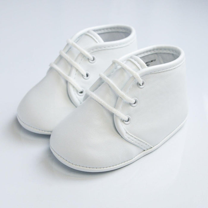 Formal Kids Wear - Baby Boys Baptism Shoes - Classic Lace-Up Design in Ivory or White - (Baby Sizes 0 to 8)