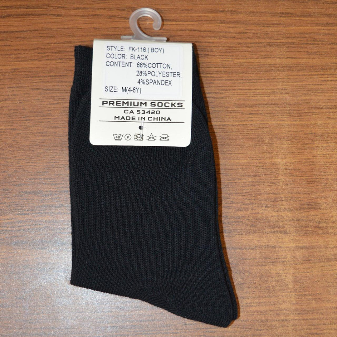 Formal Kids Wear - Boys Black Formal Crew Socks – Soft, Stylish, and Durable (Ages 1-14 Years)