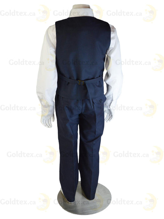 Formal Kids Wear - Boys Premium 4-Piece Blazer Suit Set – Light Grey, Navy, or New-Blue with Assorted Tie (Ages 3M-16Y)