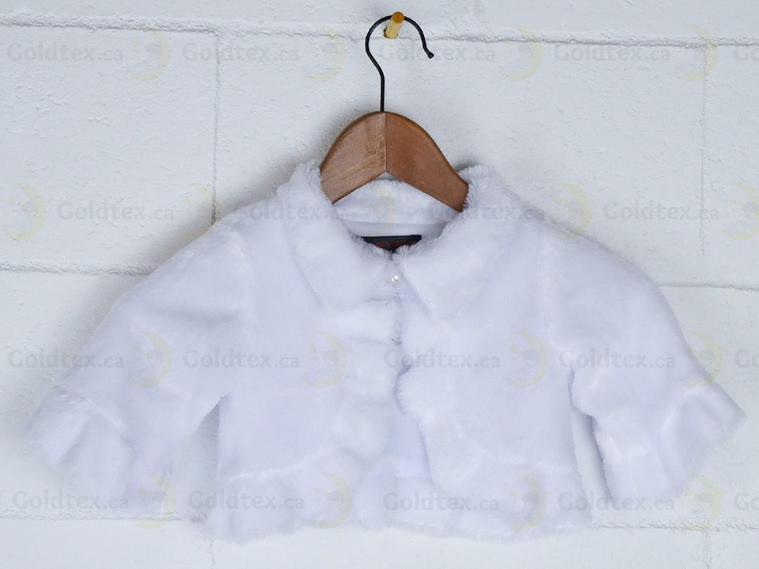 Formal Kids Wear - Children's Faux Fur Bolero - Perfect for Flower Girl, Baptism, Communion & Special Events - (Ages 6m-16 years)