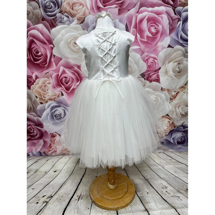 Formal Kids Wear - Elegant Flower Girl Dress - Children White Dress (Toddler, Kids, Youth Sizes 2-16)