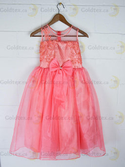 Formal Kids Wear - Elegant Flower Girl Dress with Bow - Children White Dress - (Ages 2-12)